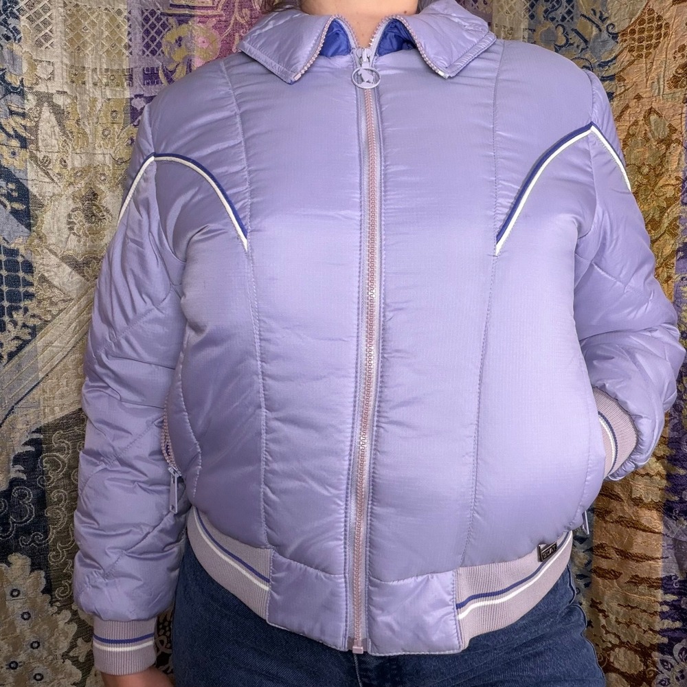 Vintage Purple Retro Indie Sleeze Puffer Jacket Women's Size L